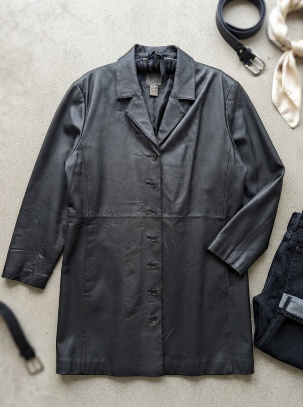 Uniform John Paul Richard Woman's Leather Black Coat/ Jacket Plus Size 24